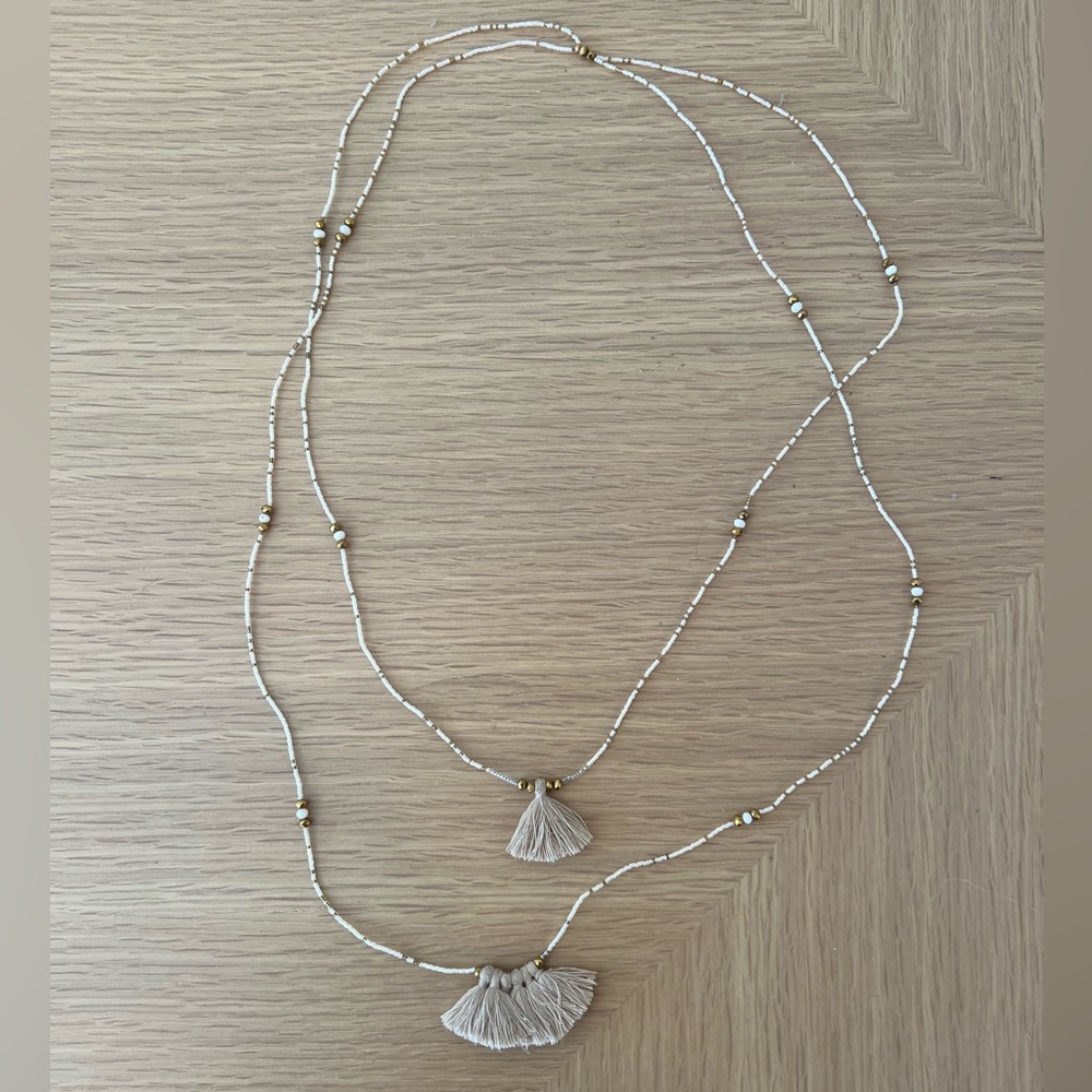 Boho tassel long beaded necklace